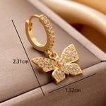 Gold color / 1 Piece Simple Series Classic Animal Copper  Gold Color Zircon Women's Dangle Earrings Picture2